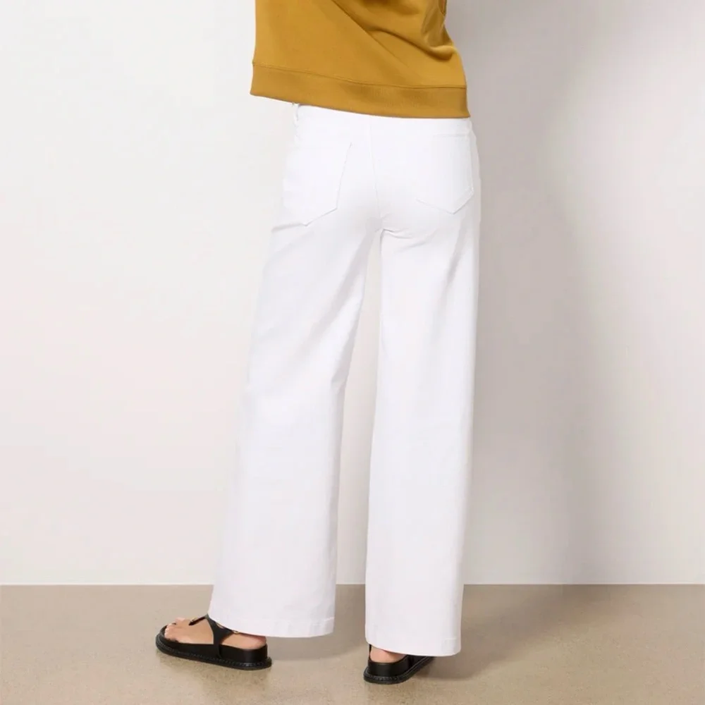 Evereve The Ever Wide Leg with Seam Detail, Size 28, White, Like New
